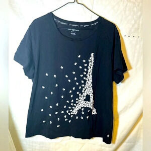 Women’s black Karl Lagerfeld Paris floating Eiffel Tower shirt Size Xl